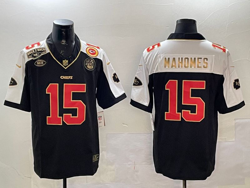 Men Kansas City Chiefs #15 Mahomes Black Thanksgiving three generations 2025 Nike Vapor Limited NFL Jersey style 1->kansas city chiefs->NFL Jersey